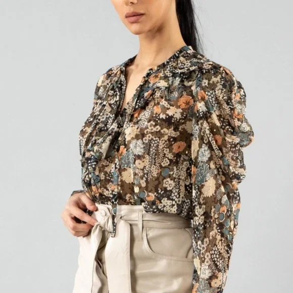 Ulla Johnson Colette Silk Blouse Night Garden - Picture 4 of 14